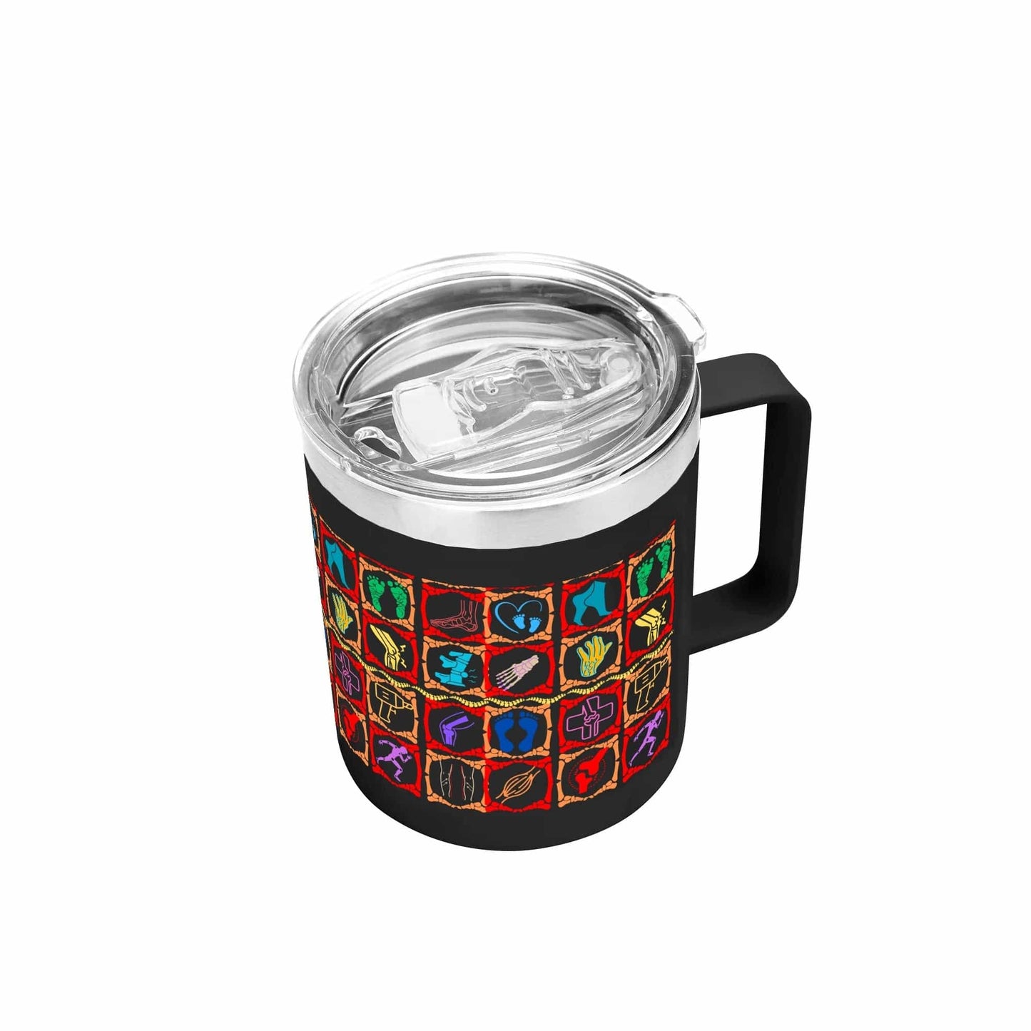 Podoloog Vibrant Icons 12oz roestvrijstalen koffiemok Koffiekopje met deksel en handvat