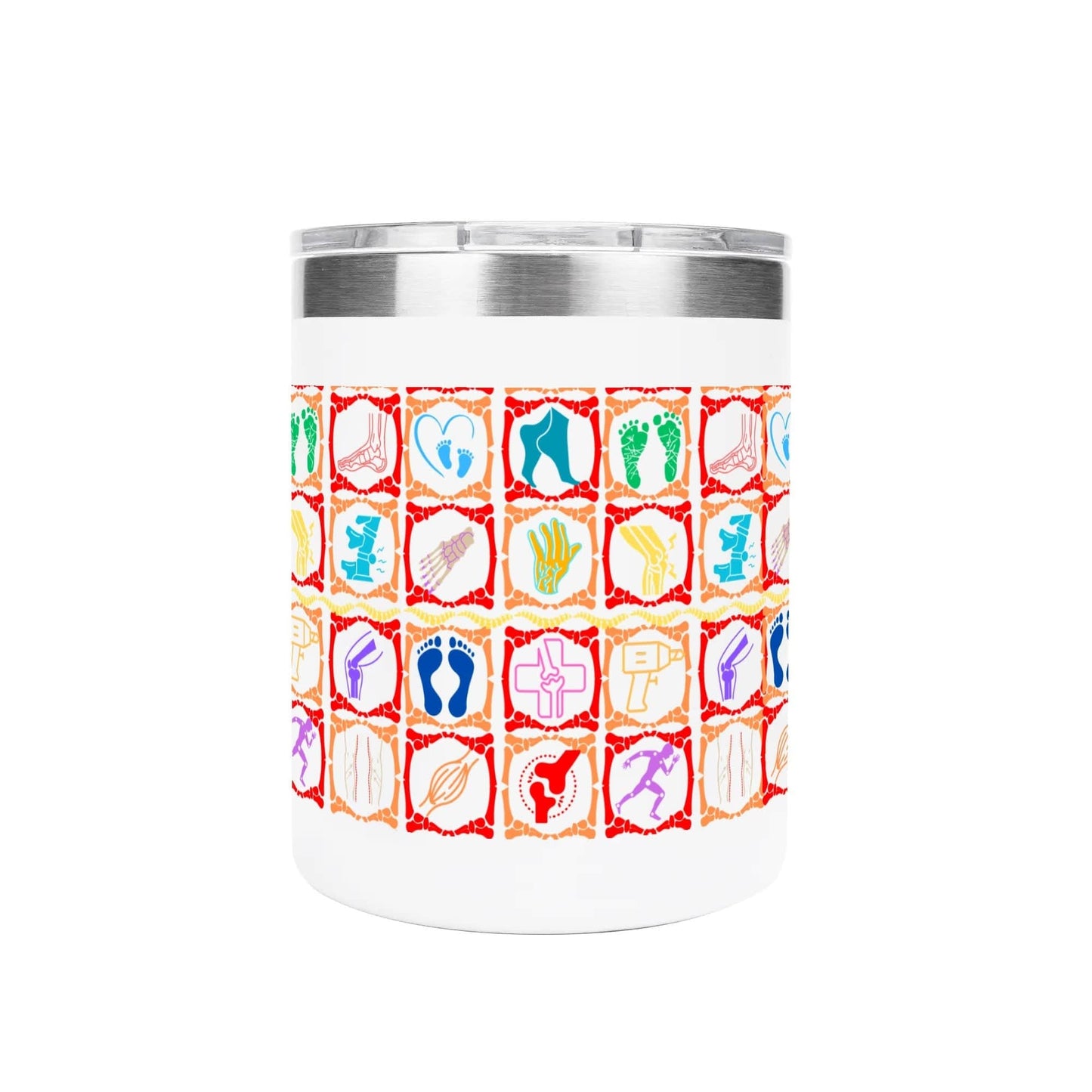 Podoloog Vibrant Icons 12oz roestvrijstalen koffiemok Koffiekopje met deksel en handvat