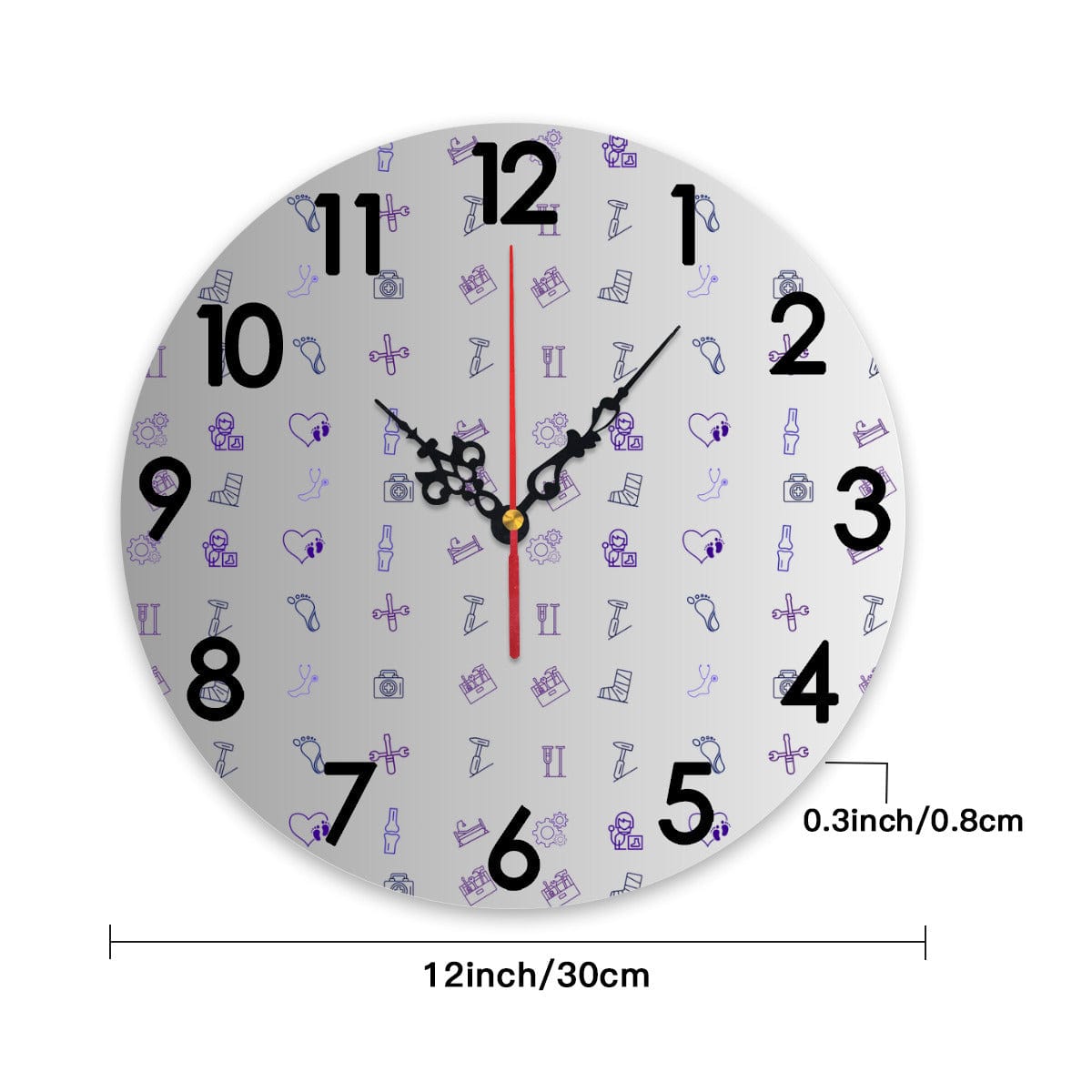 Podiatrist Icons Sliver Wall Clock