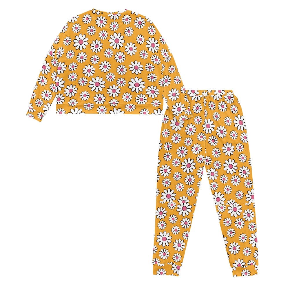 Women's Orange Sunflowers Drawstring Pajamas Set