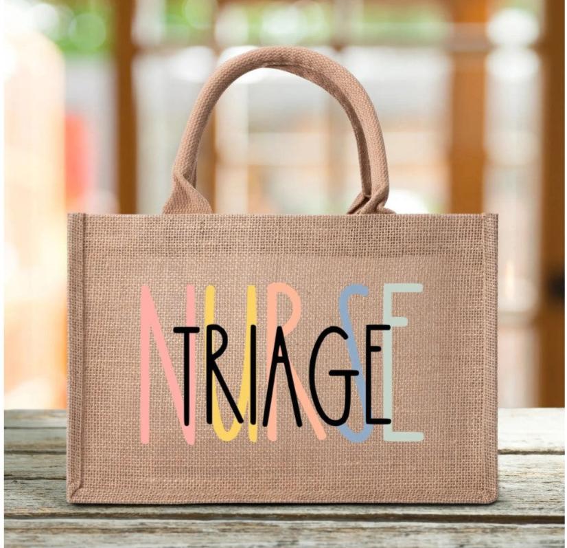 Custom Nurse Burlap Tote Bag