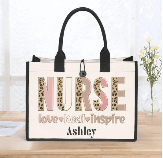 Custom Nurse Canvas Tote Bag