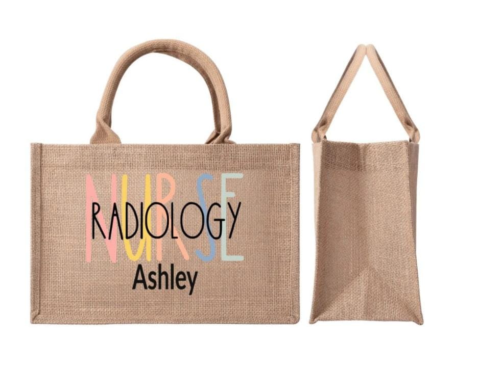 Custom Nurse Burlap Tote Bag