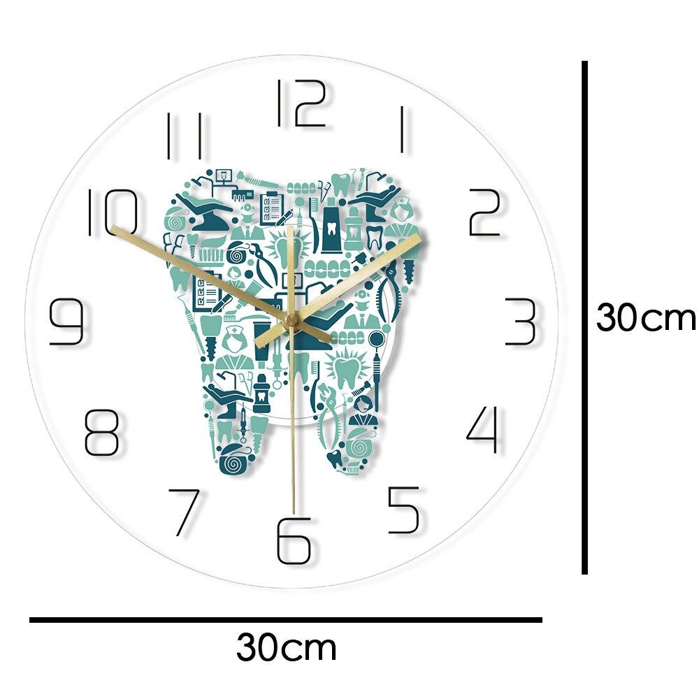 Dentist Dental Care Tooth Symbol Wall Clock Acrylic Hanging Clock Silent Movement Time Clock Teeth Design Dental Office Department Decor - Thumbedtreats