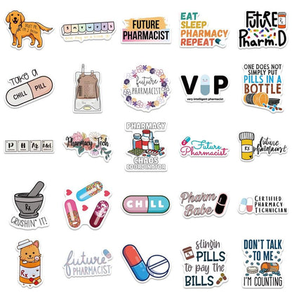 -Nurse Stickers Waterproof Pharmacist Decals for Water Bottle Laptop Luggage Car Fridge Graffiti Sticker