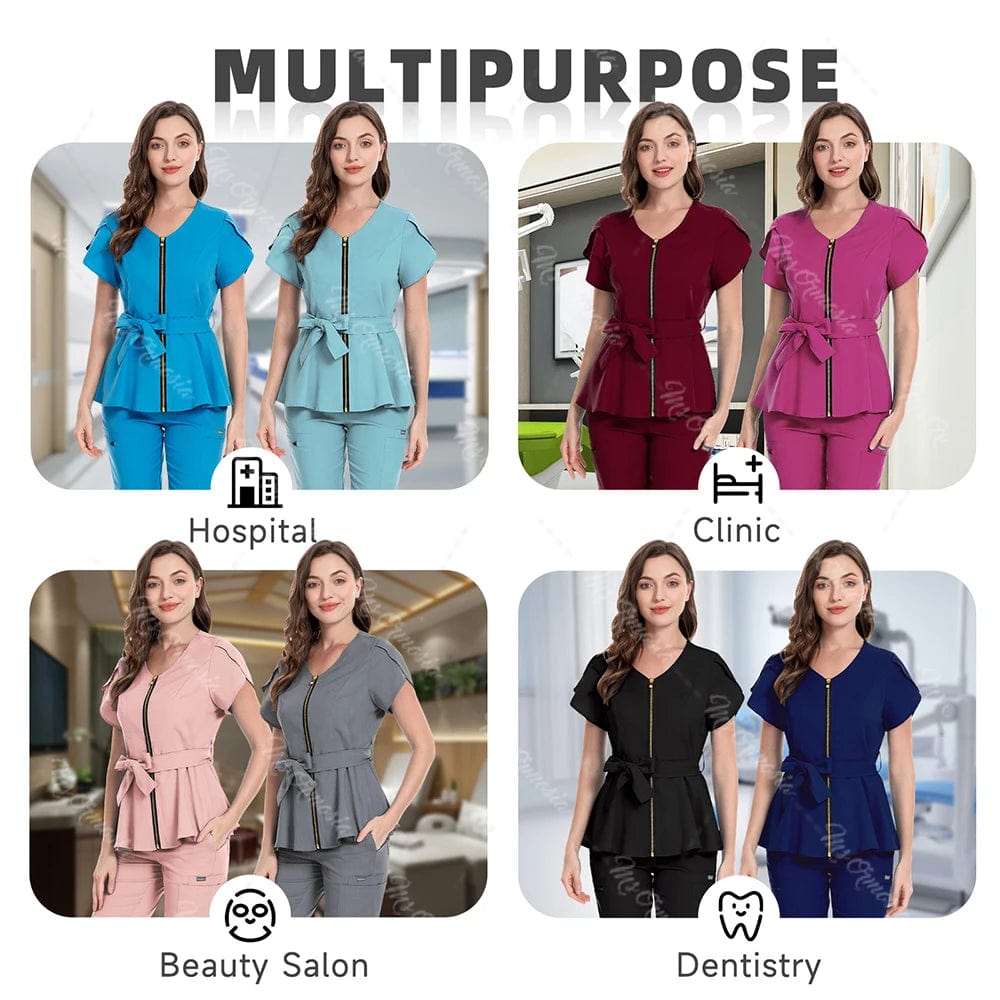 Women high quality anti wrinkle medical scrubs