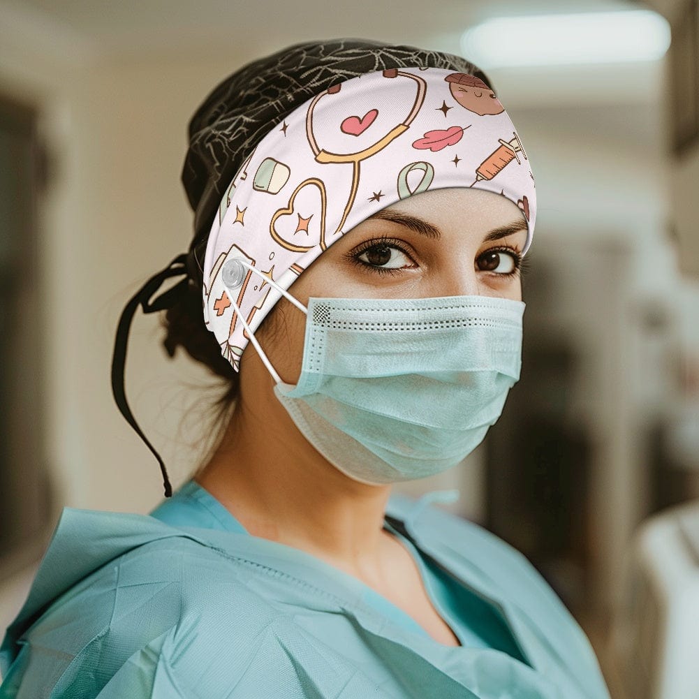 Nurse Button Pink Headband