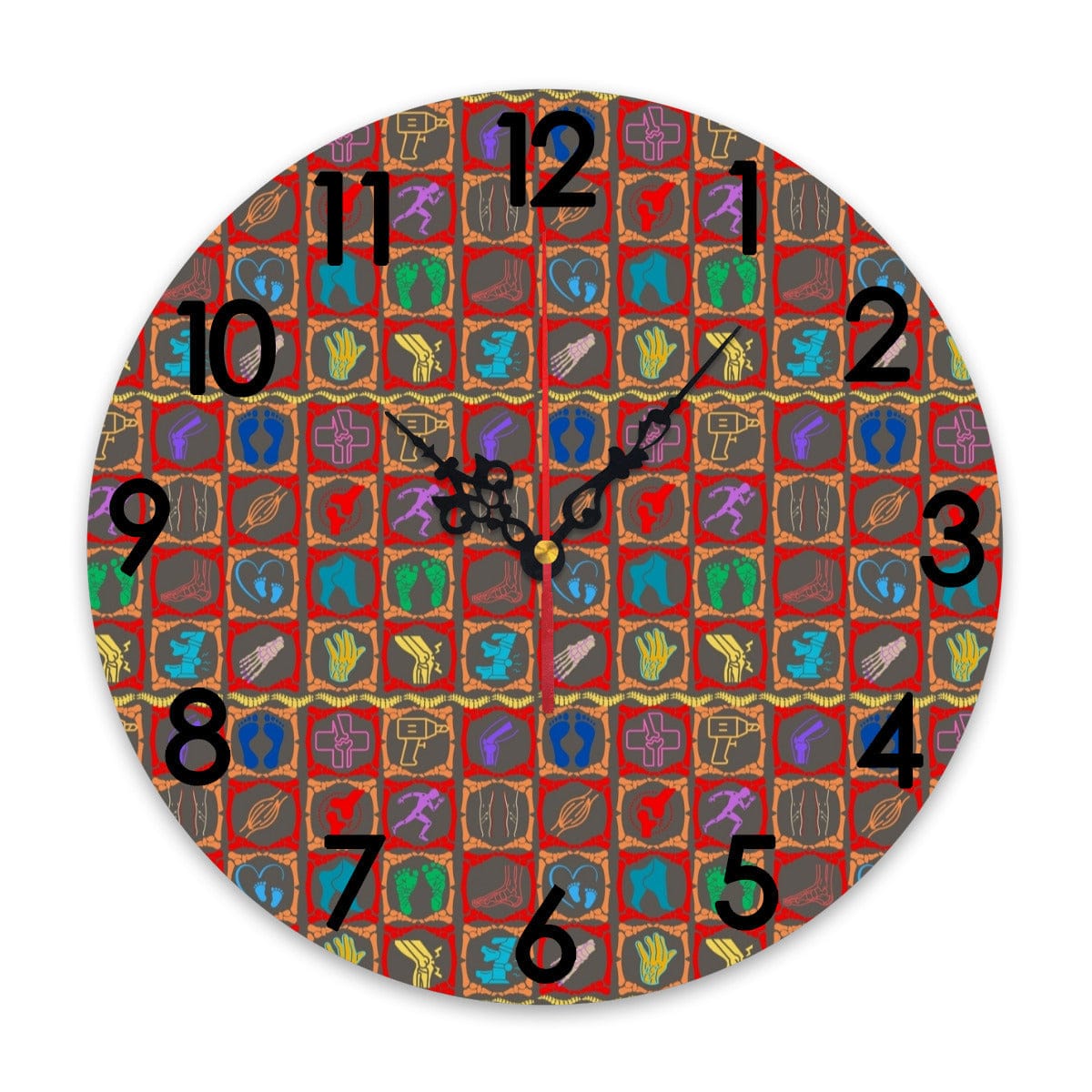 Horloge murale multicolore avec icônes de podologue