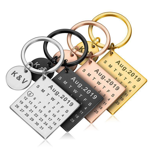 Impress your loved ones with a customized calendar keychain, handcrafted to perfection! Made with high-quality stainless steel, this trendy and cool accessory is suitable for men, women, boys, and girls of all ages. The square shape and variety of metal colors (gold, rose gold, and silver) are sure to add a touch of luxury and cuteness to your style. Whether used as a car keychain or bag keychain, this 25-gram keyring is the perfect personalized gift for any occasion.