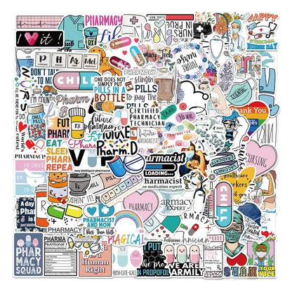 Nurse Stickers Waterproof Pharmacist Decals for Water Bottle Laptop Luggage Car Fridge Graffiti Sticker